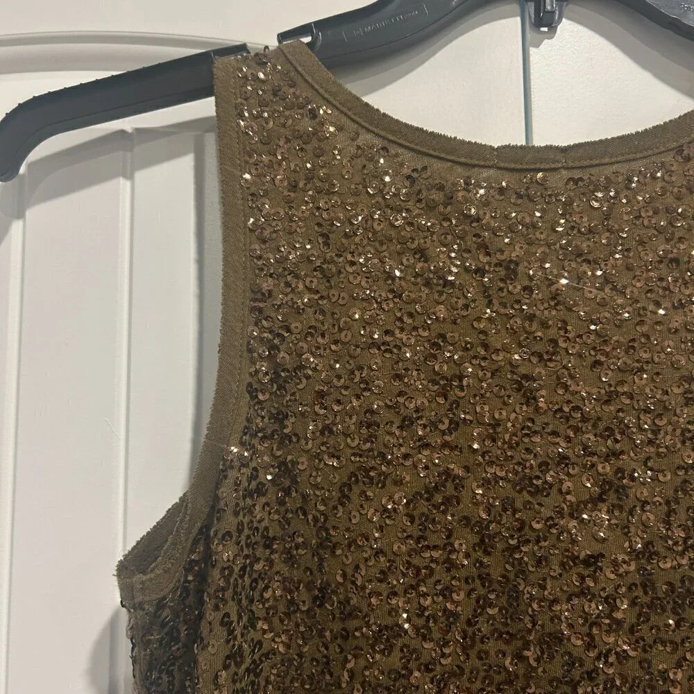 J Crew Bronze Drapey Sequins Tank Top Women’s Size XS